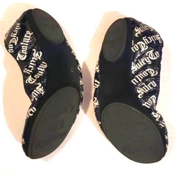 Juicy Couture Black & White Scrunched Ballet Flats. Size: 9M. - Picture 4 of 8
